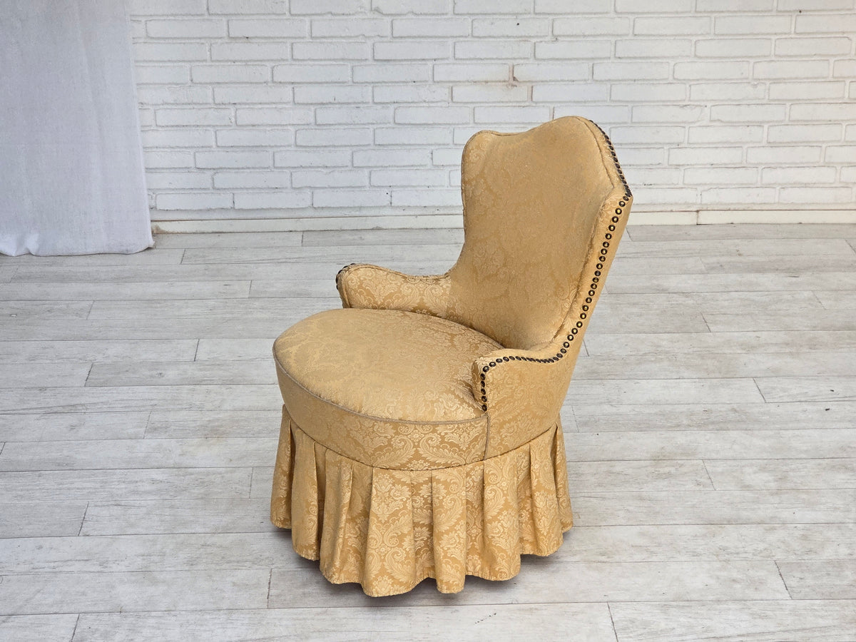 1960s, Danish cocktail lounge chair, jacquard fabric, beech wood.