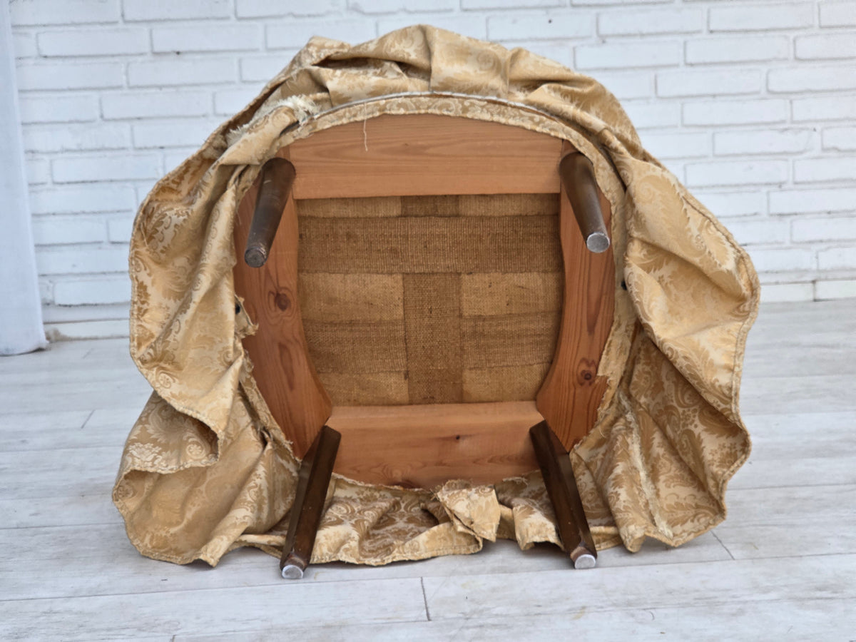 1960s, Danish cocktail lounge chair, jacquard fabric, beech wood.