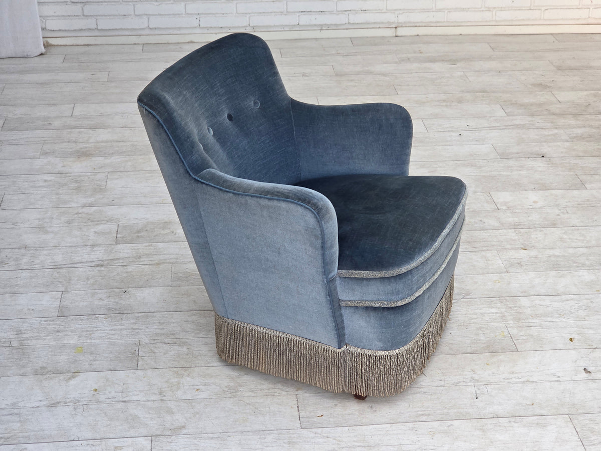 1970s, Danish armchair, furniture velour, beech wood.