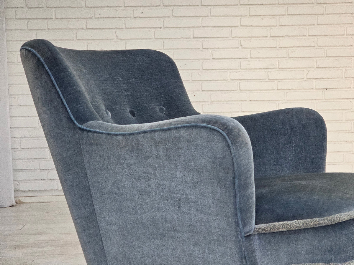 1970s, Danish armchair, furniture velour, beech wood.