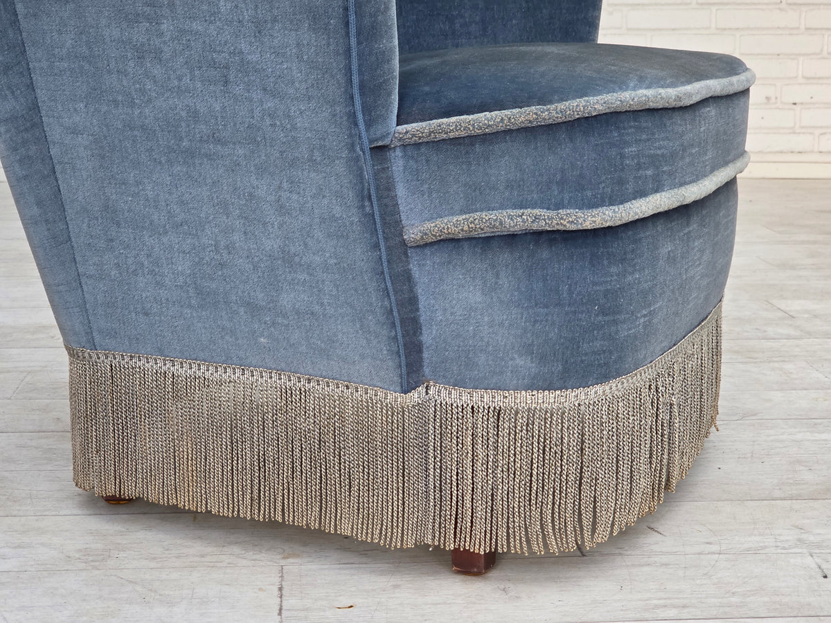 1970s, Danish armchair, furniture velour, beech wood.