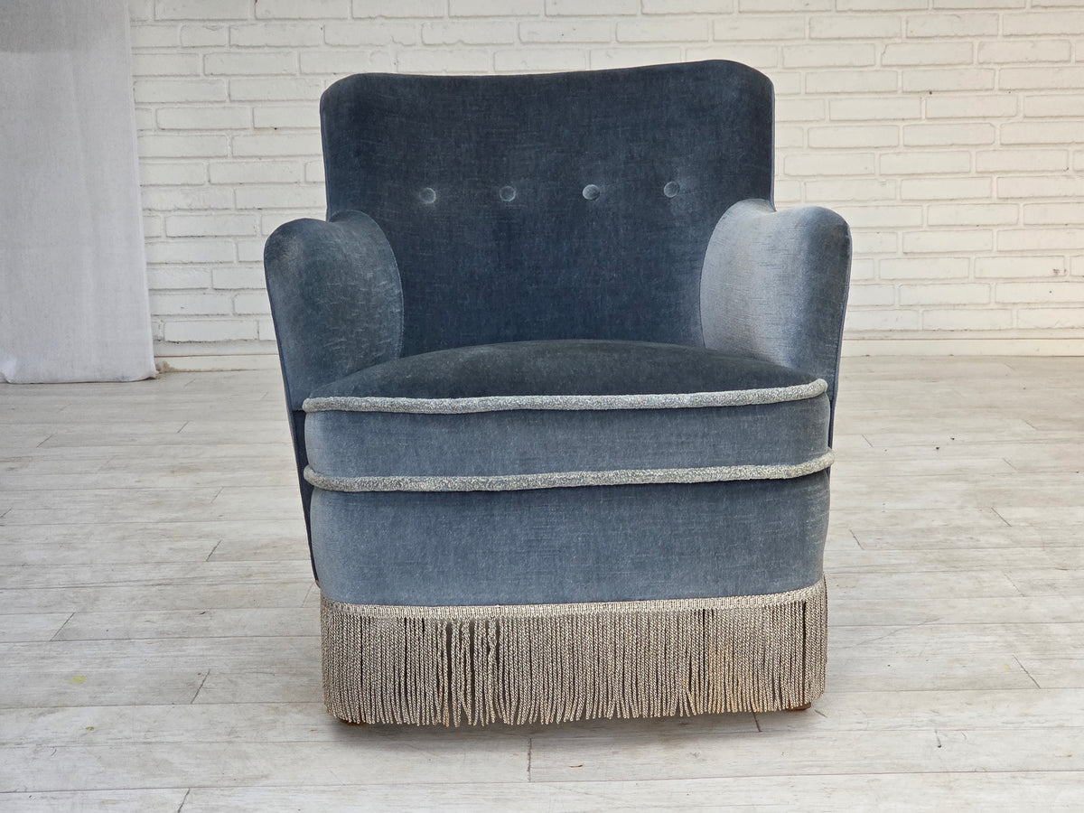 1970s, Danish armchair, furniture velour, beech wood.