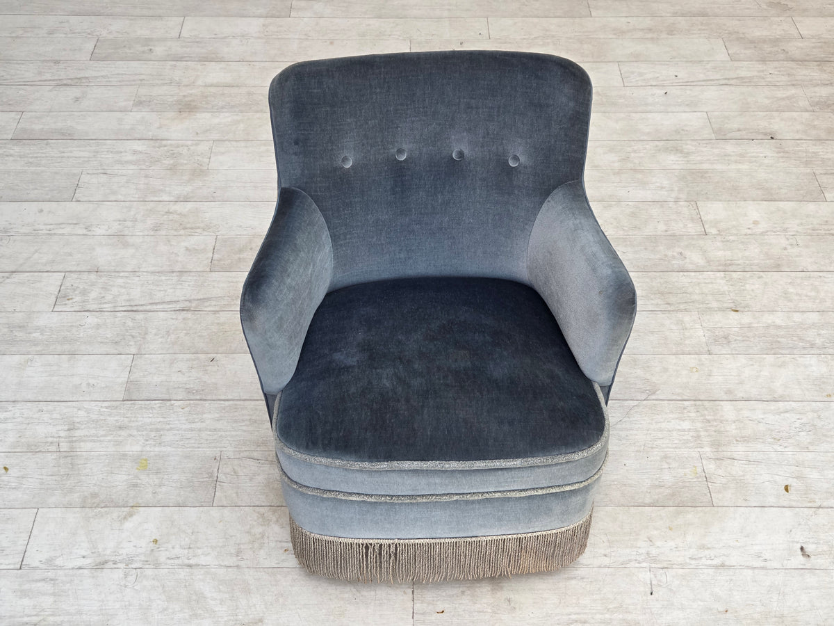 1970s, Danish armchair, furniture velour, beech wood.