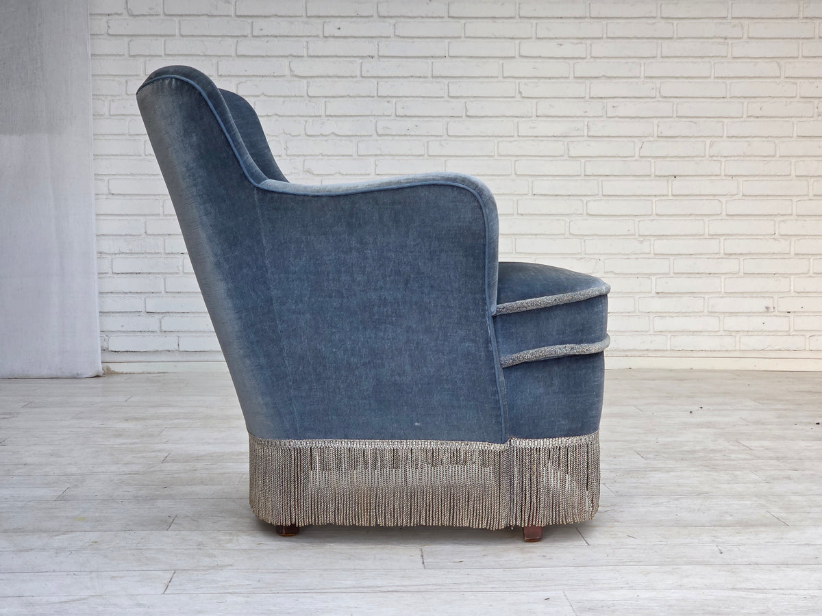 1970s, Danish armchair, furniture velour, beech wood.