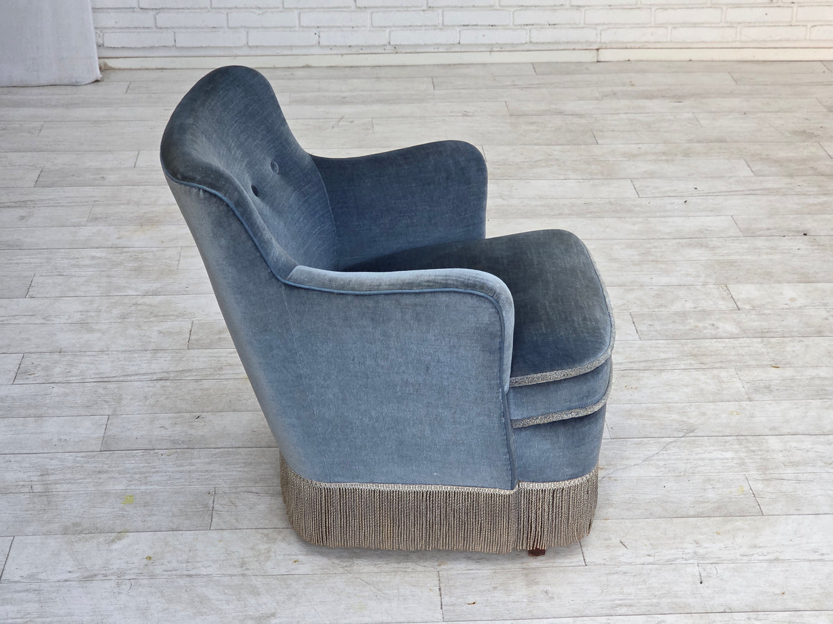 1970s, Danish armchair, furniture velour, beech wood.
