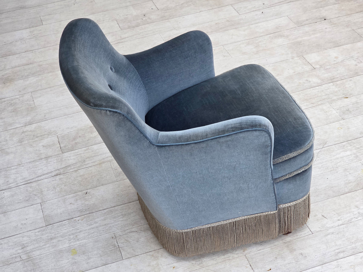 1970s, Danish armchair, furniture velour, beech wood.
