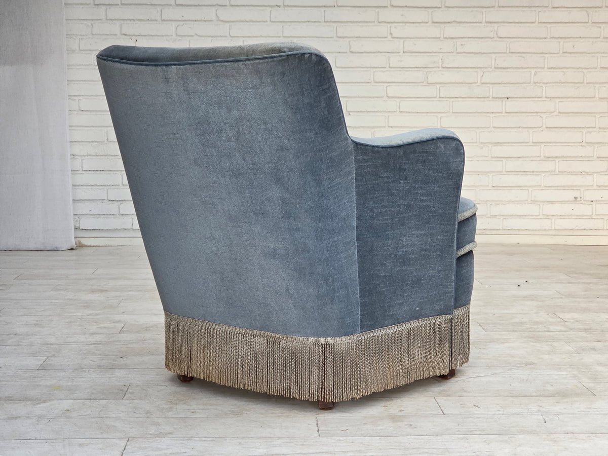 1970s, Danish armchair, furniture velour, beech wood.