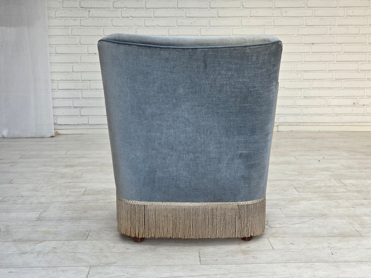 1970s, Danish armchair, furniture velour, beech wood.