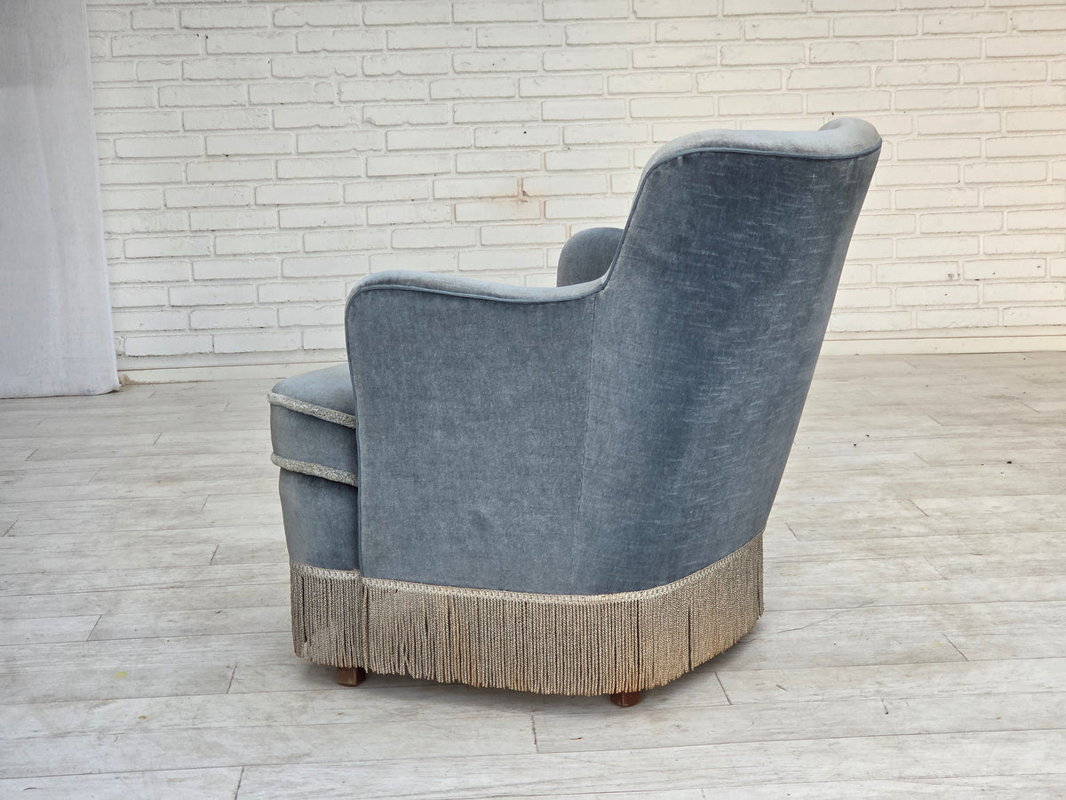 1970s, Danish armchair, furniture velour, beech wood.