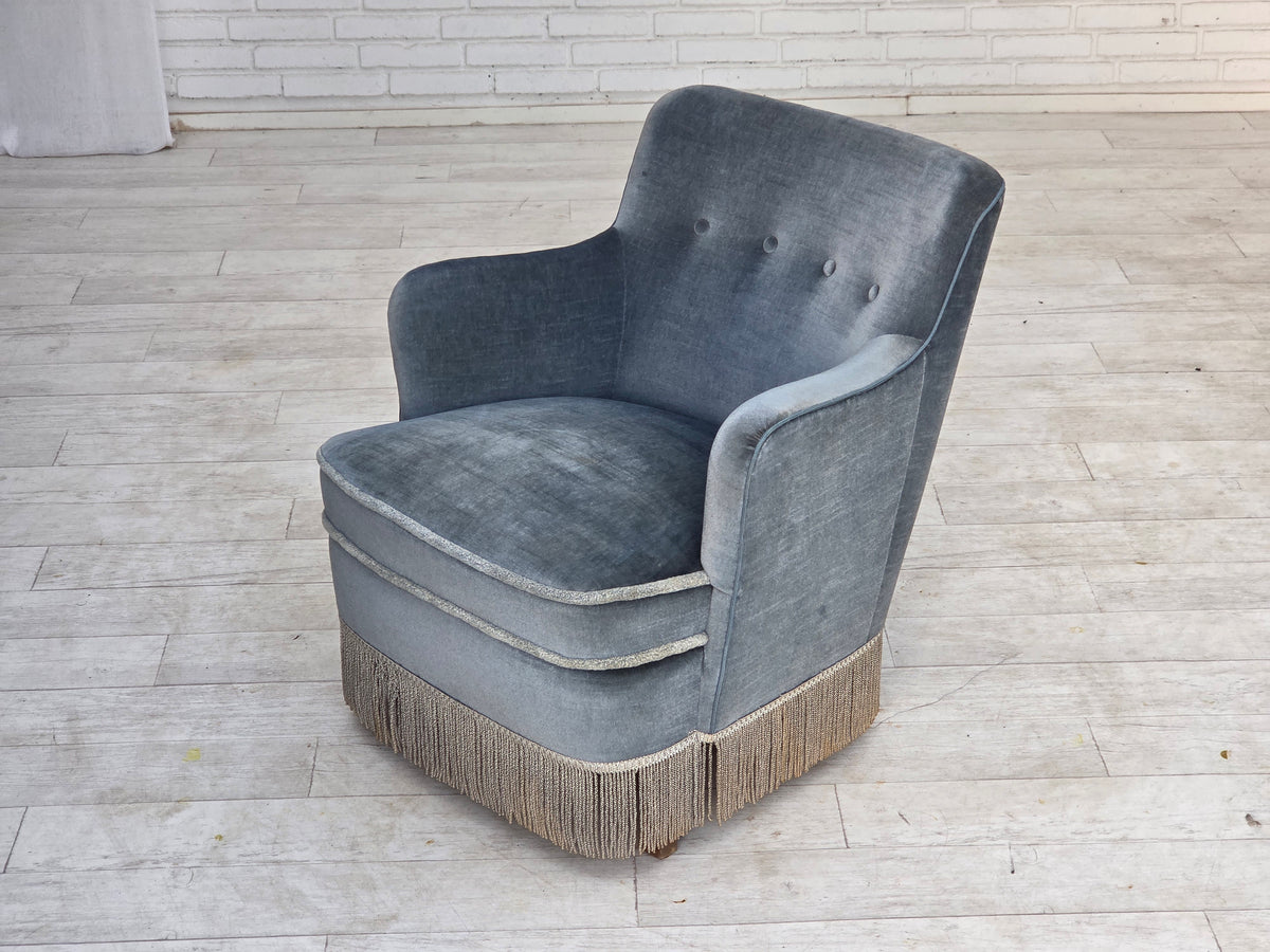 1970s, Danish armchair, furniture velour, beech wood.