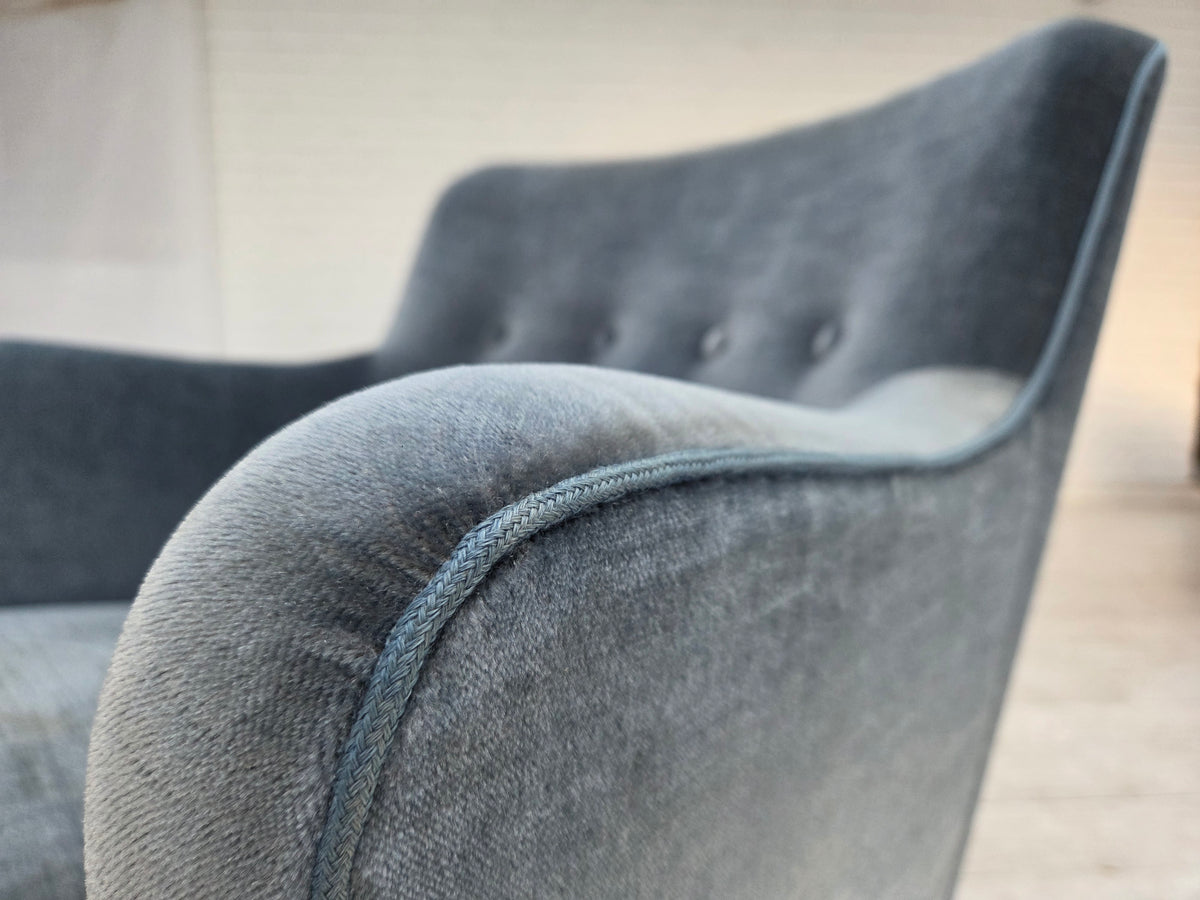 1970s, Danish armchair, furniture velour, beech wood.