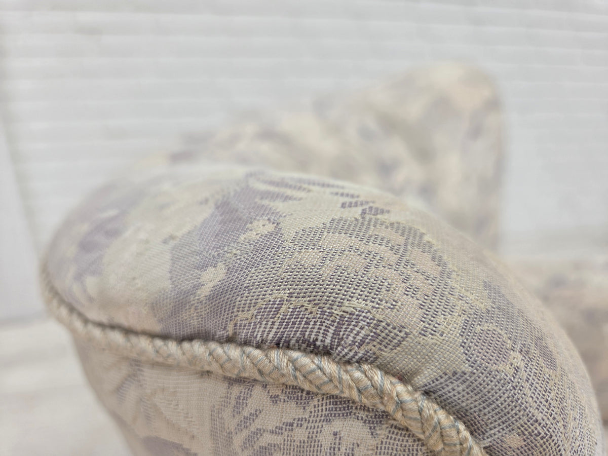 1960s, Danish armchair, furniture jacquard fabric, hand carved ash wood.
