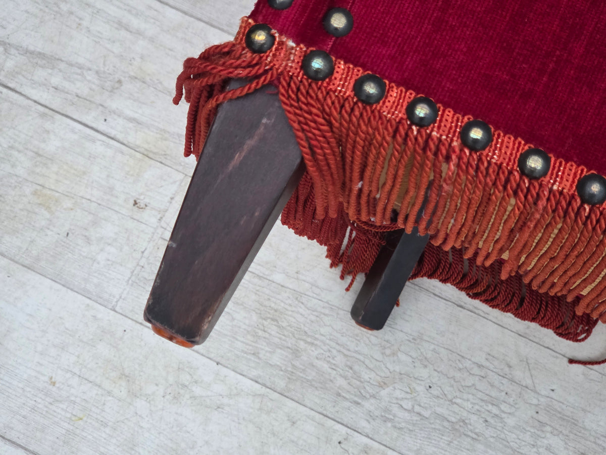 1970s, Danish armchair, furniture velour, ash wood legs.
