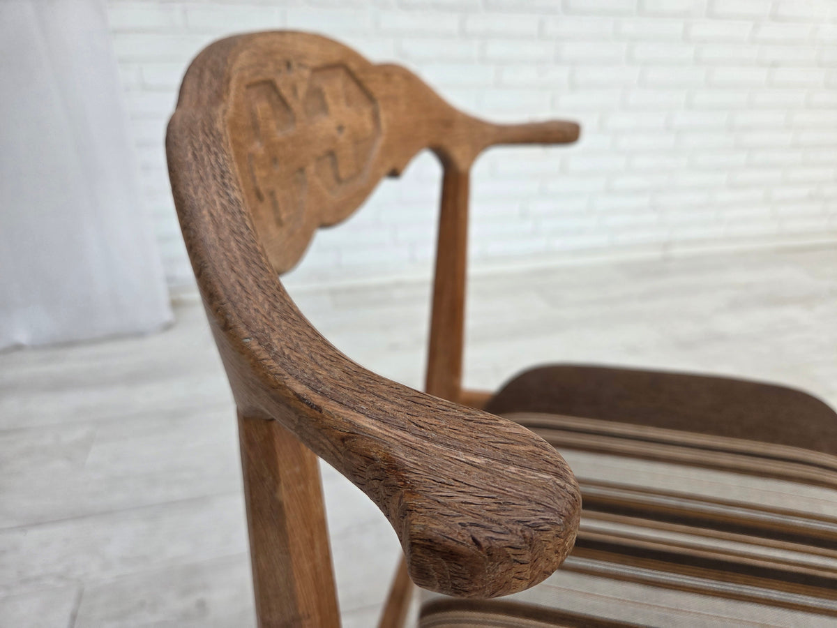 1960s, Danish design by Henning Kjærnulf, set of 4 chairs, wool, oak wood.