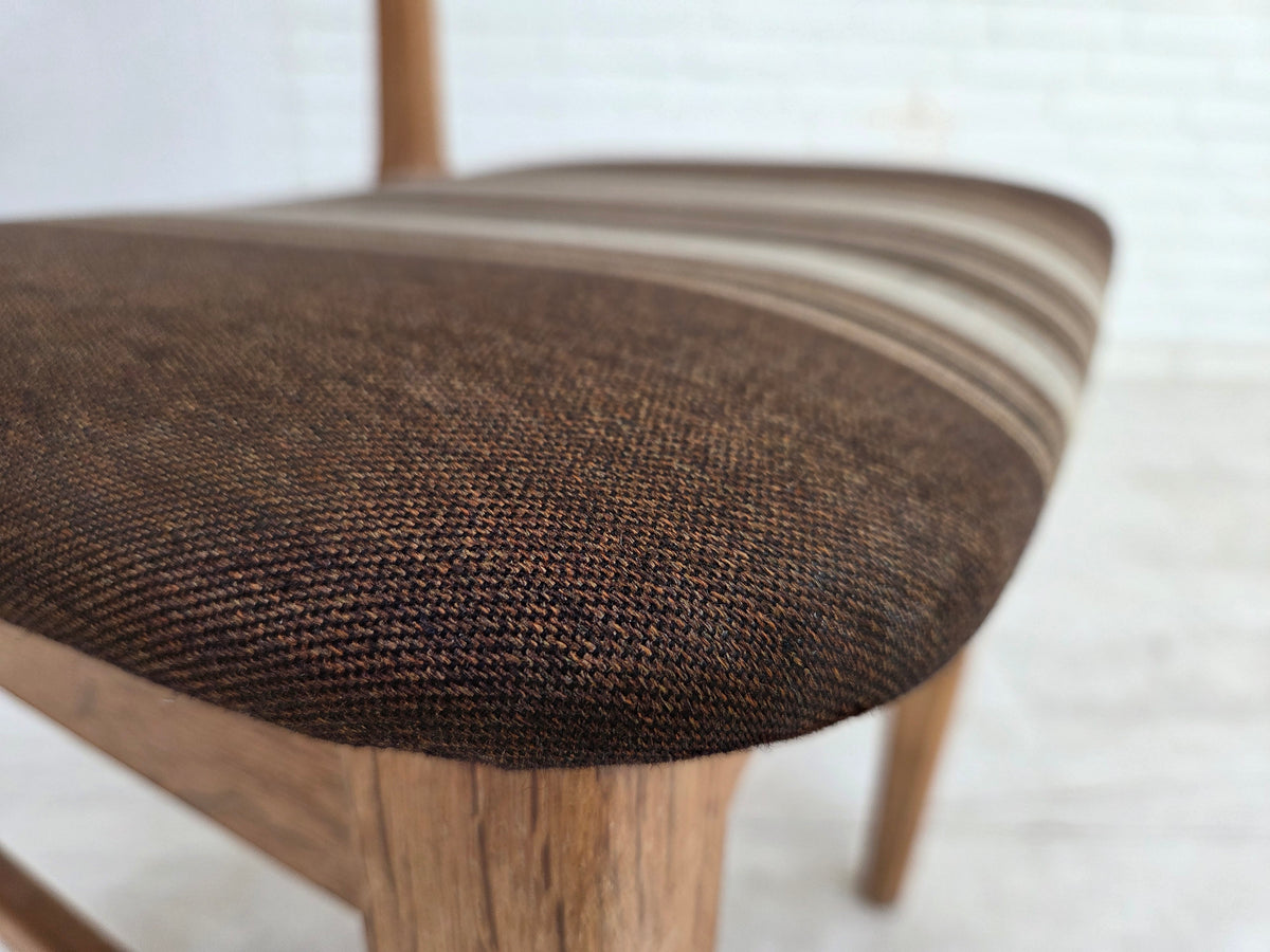 1960s, Danish design by Henning Kjærnulf, set of 4 chairs, wool, oak wood.