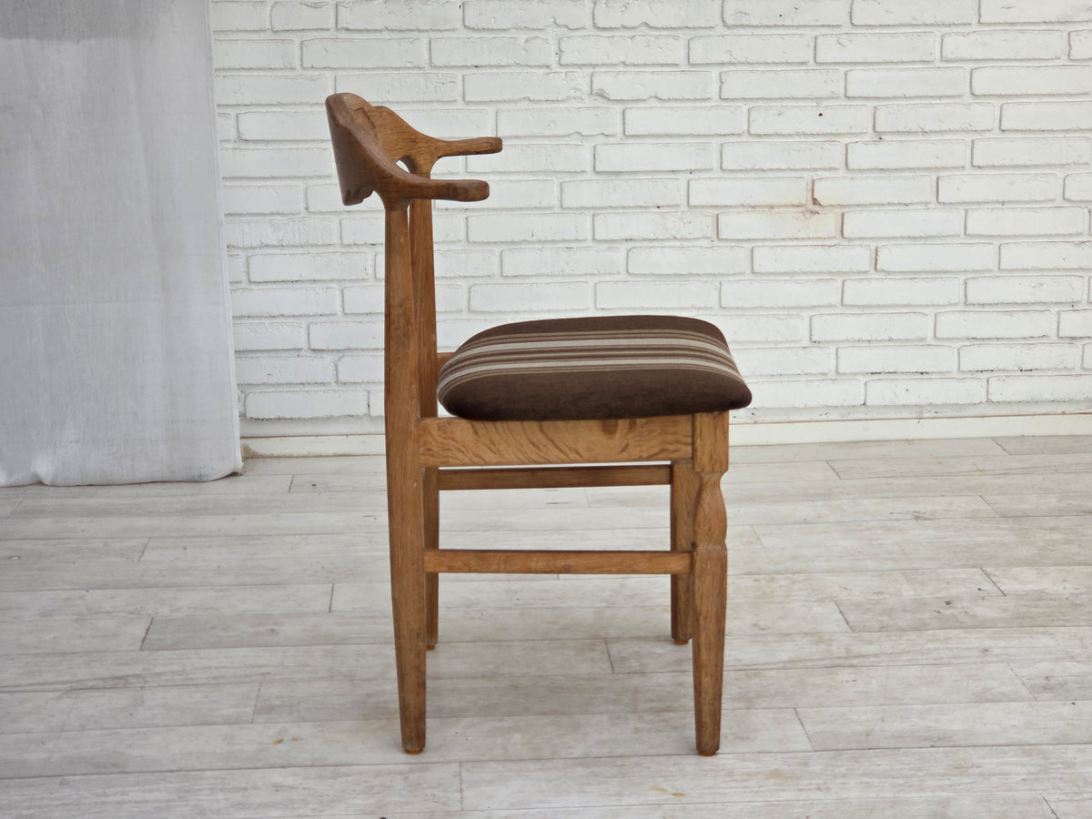 1960s, Danish design by Henning Kjærnulf, set of 4 chairs, wool, oak wood.