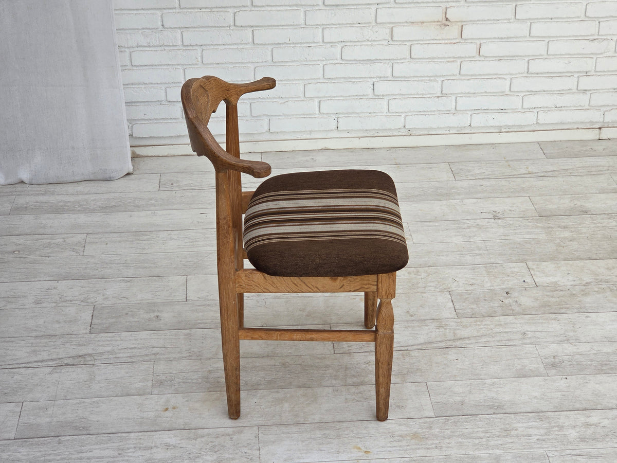 1960s, Danish design by Henning Kjærnulf, set of 4 chairs, wool, oak wood.