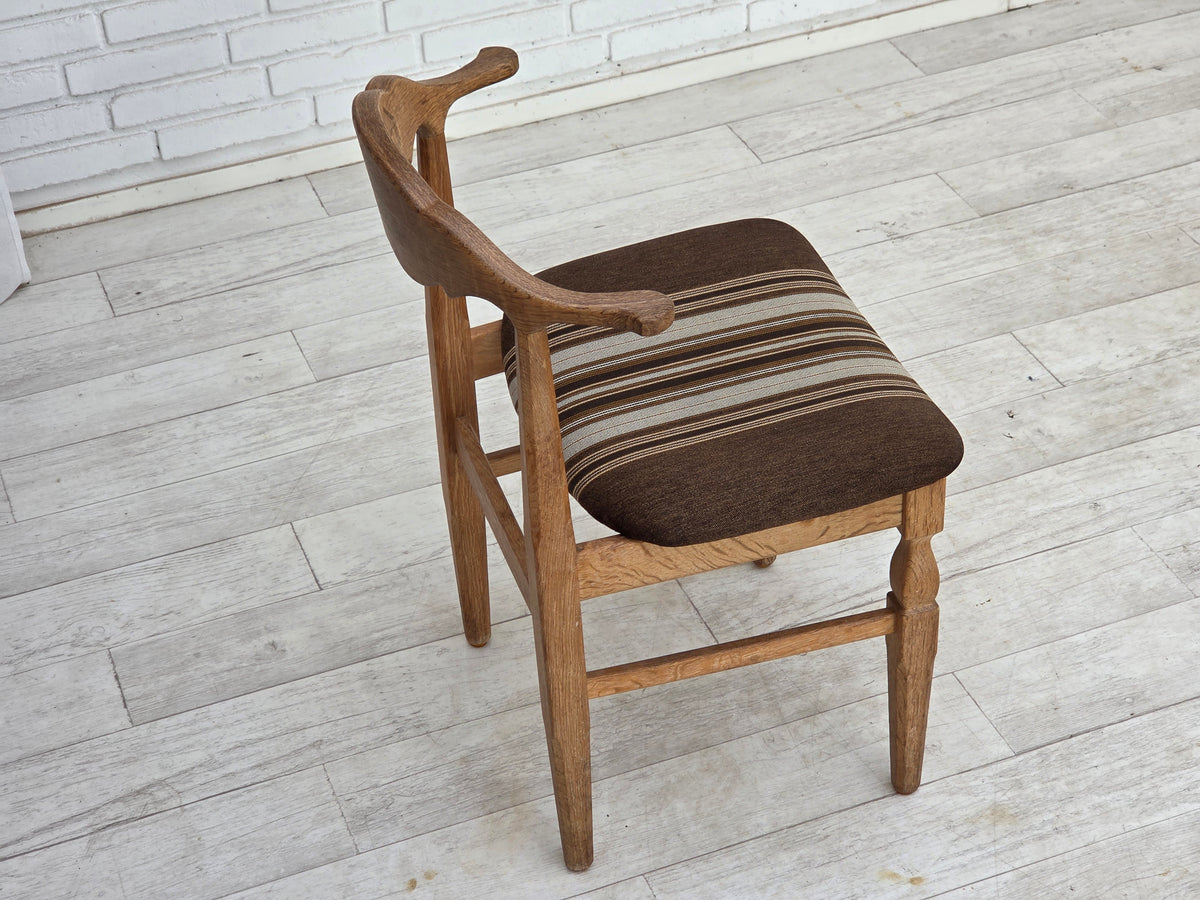 1960s, Danish design by Henning Kjærnulf, set of 4 chairs, wool, oak wood.