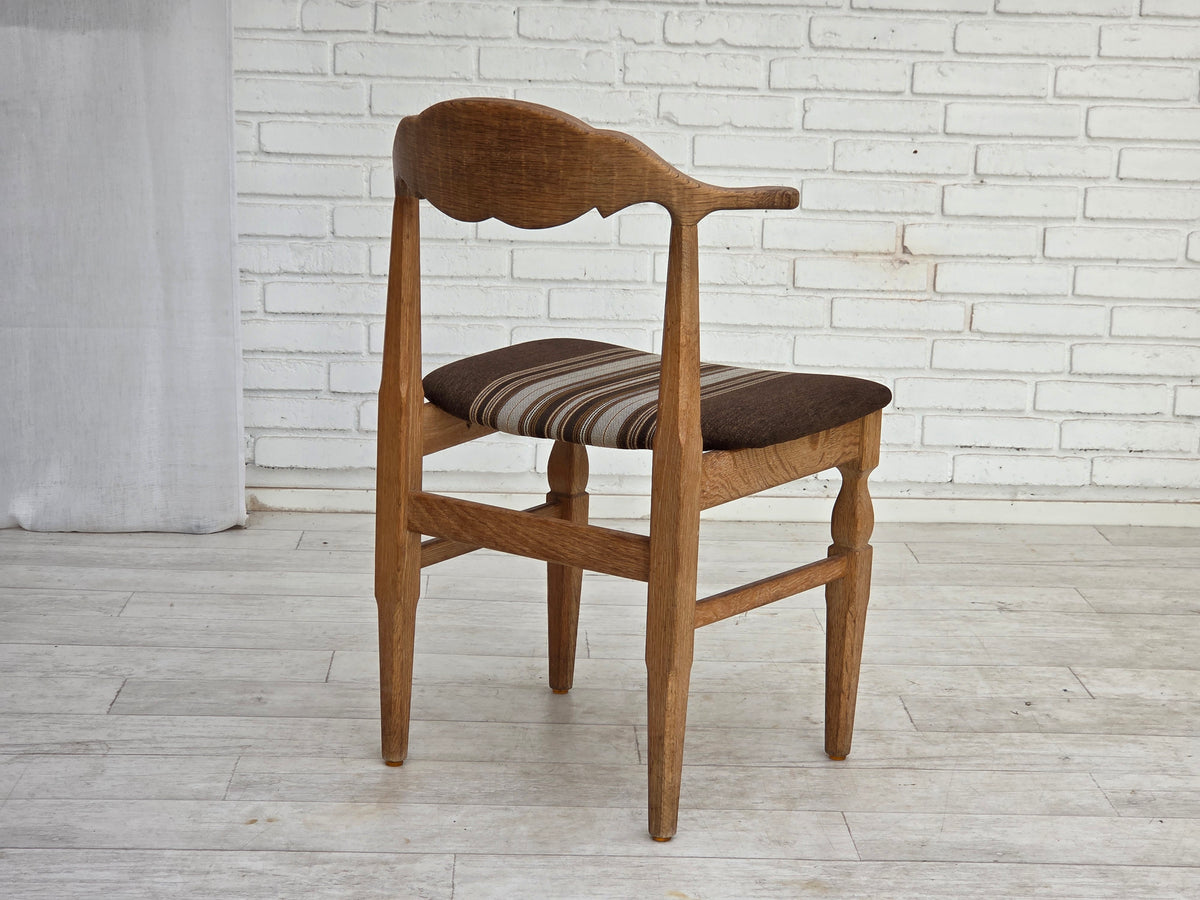 1960s, Danish design by Henning Kjærnulf, set of 4 chairs, wool, oak wood.