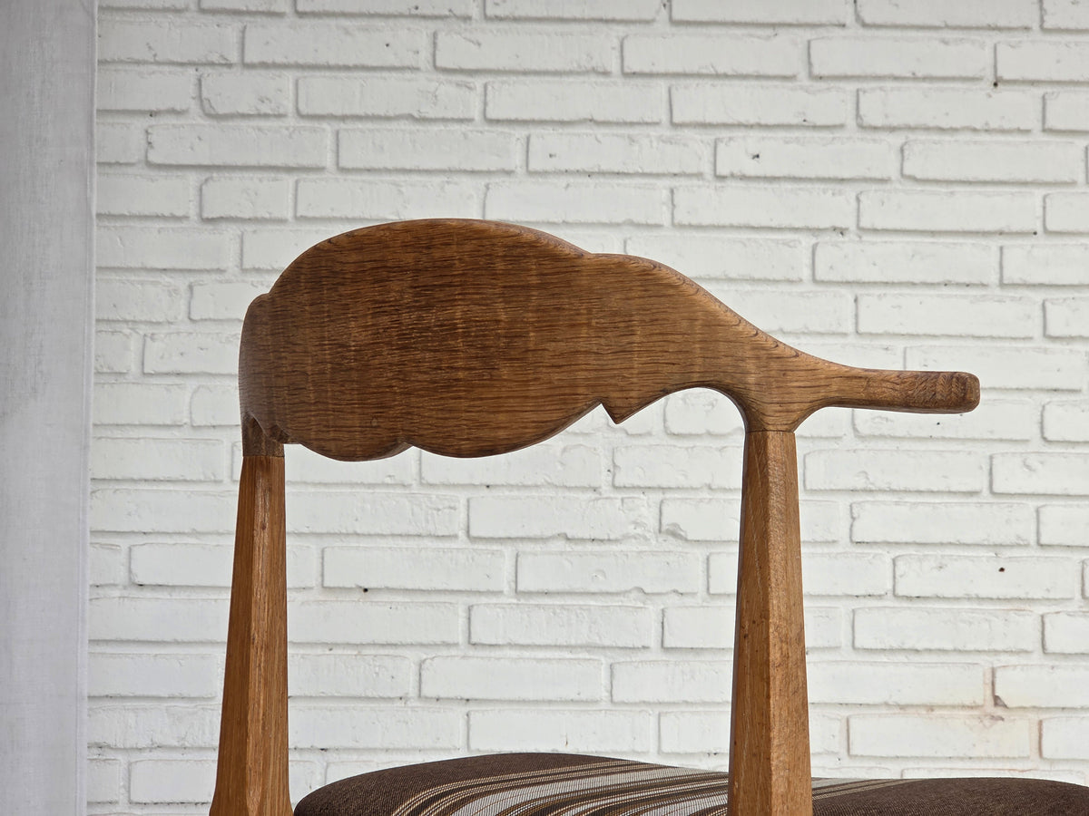 1960s, Danish design by Henning Kjærnulf, set of 4 chairs, wool, oak wood.