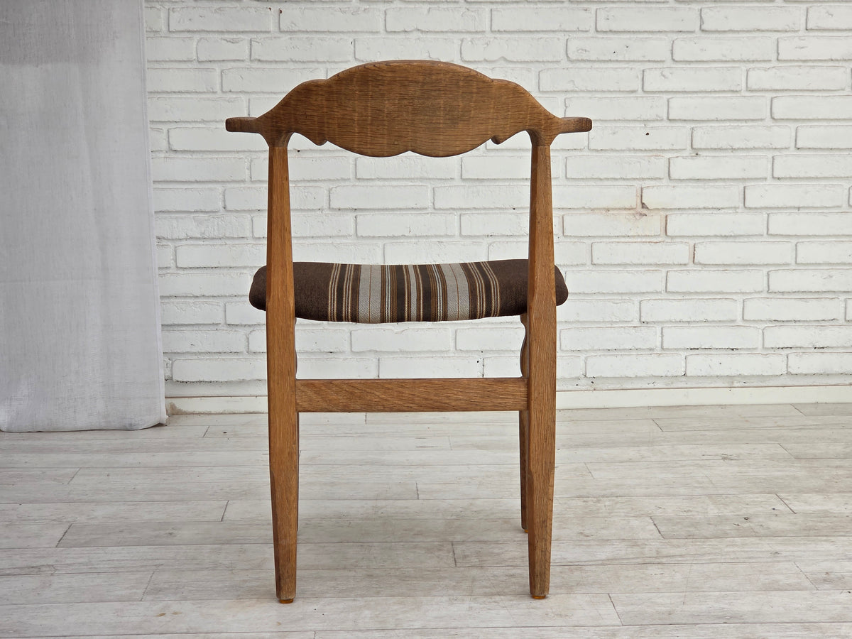 1960s, Danish design by Henning Kjærnulf, set of 4 chairs, wool, oak wood.