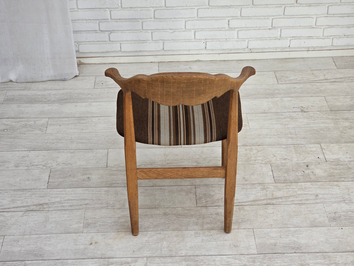 1960s, Danish design by Henning Kjærnulf, set of 4 chairs, wool, oak wood.