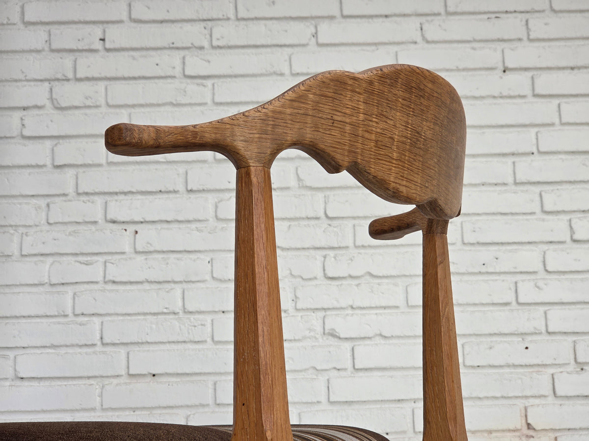 1960s, Danish design by Henning Kjærnulf, set of 4 chairs, wool, oak wood.