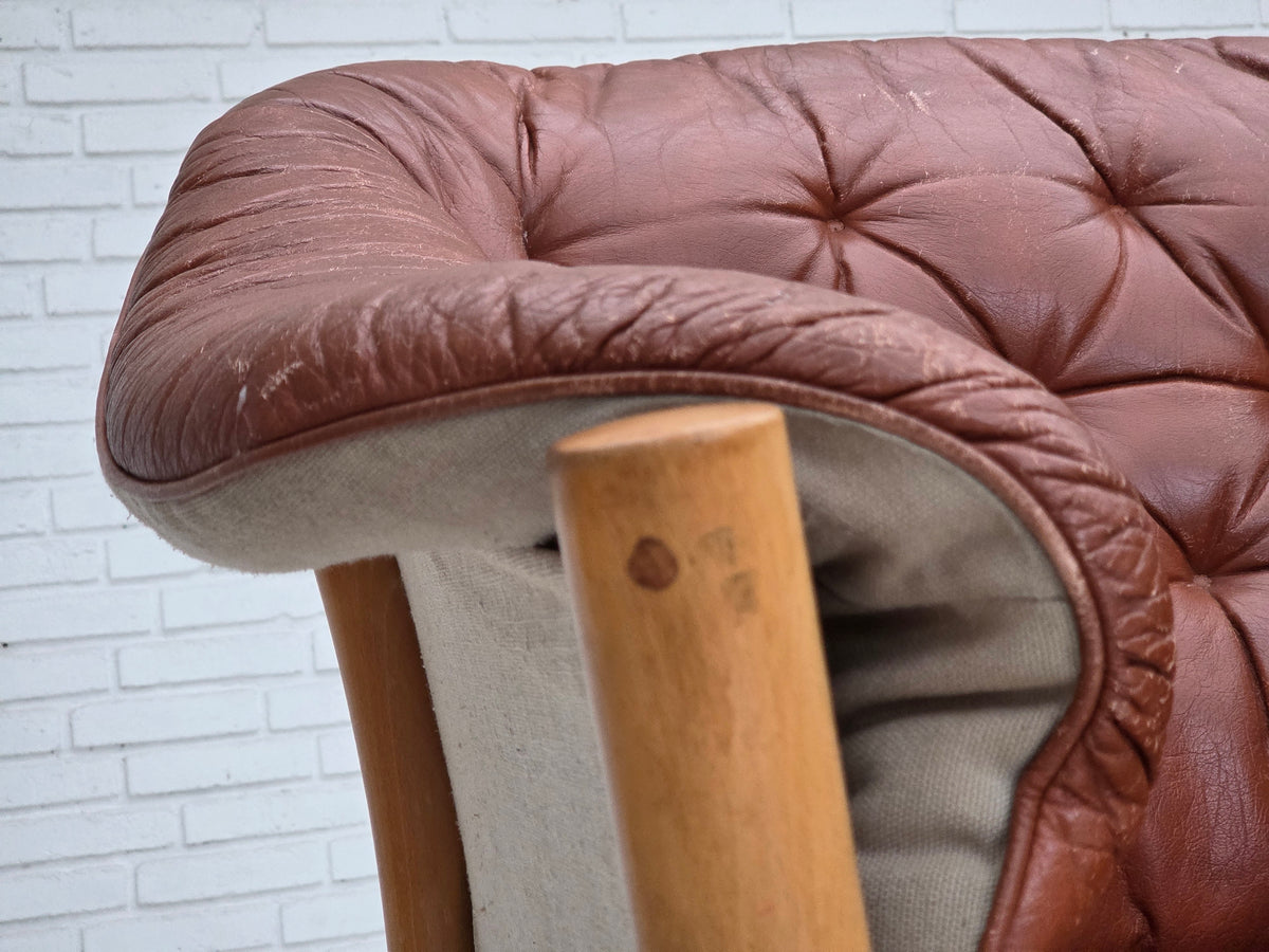 1970s, Swedish design by Gunnar Kentemo, armchair model G7 Pedro, leather.