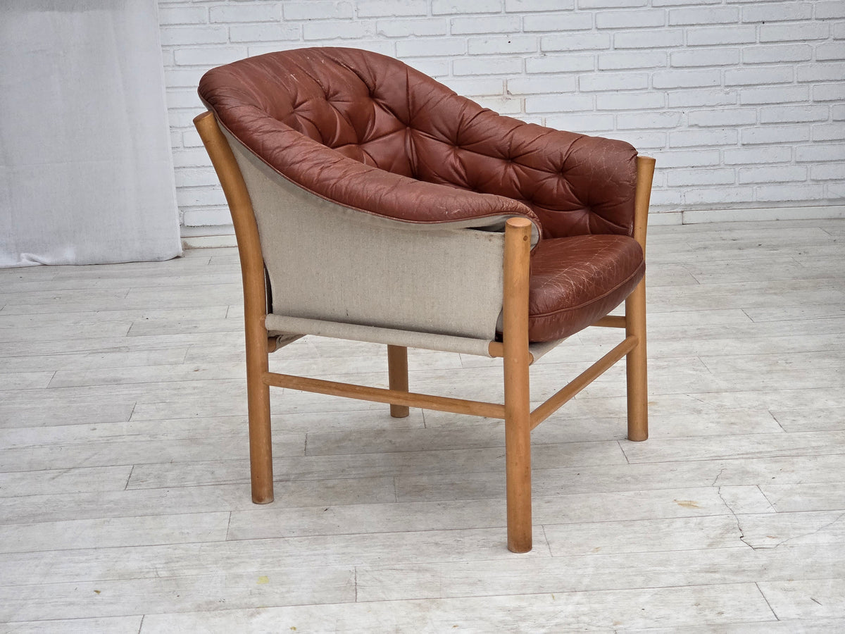 1970s, Swedish design by Gunnar Kentemo, armchair model G7 Pedro, leather.