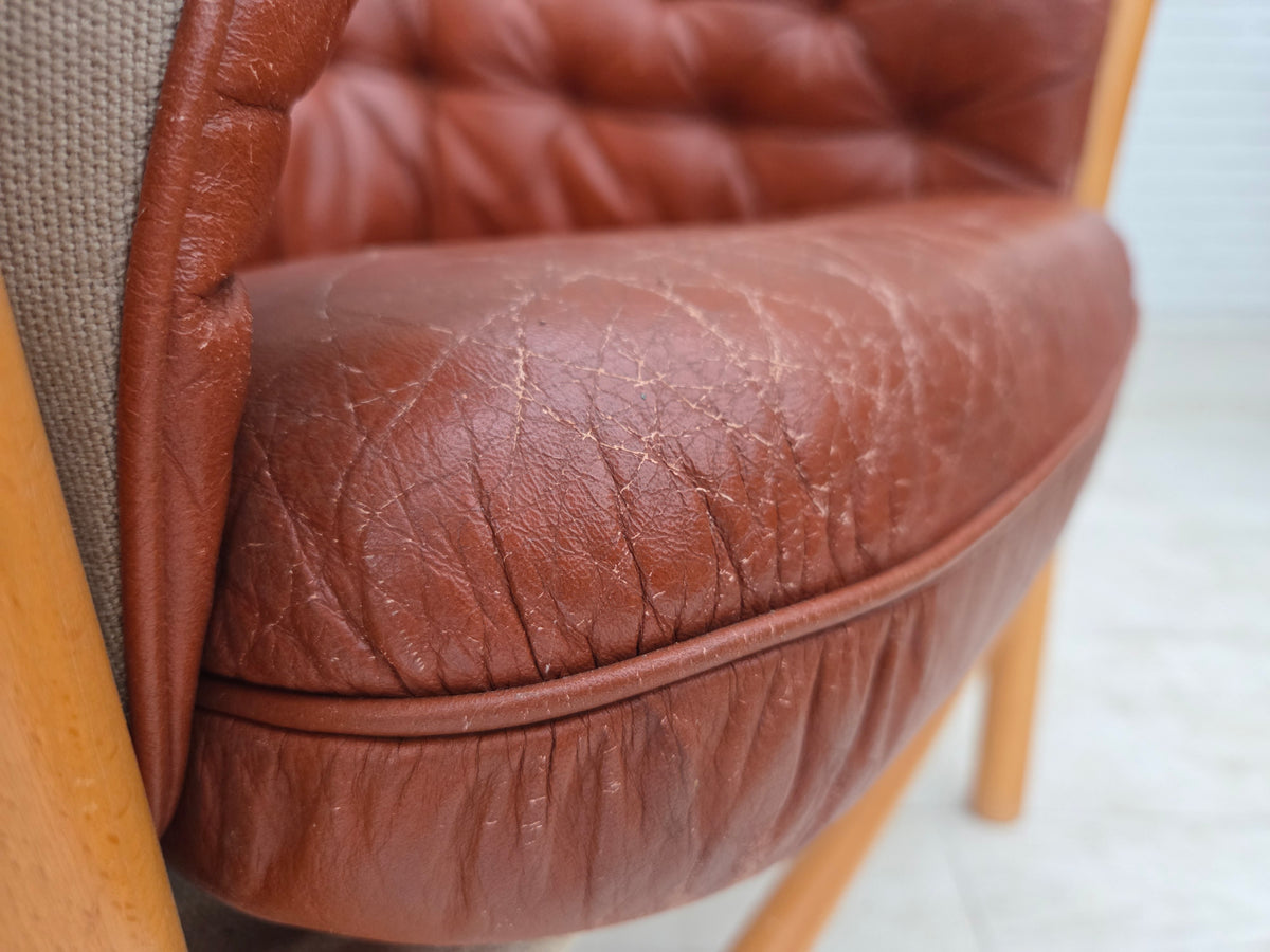 1970s, Swedish design by Gunnar Kentemo, armchair model G7 Pedro, leather.