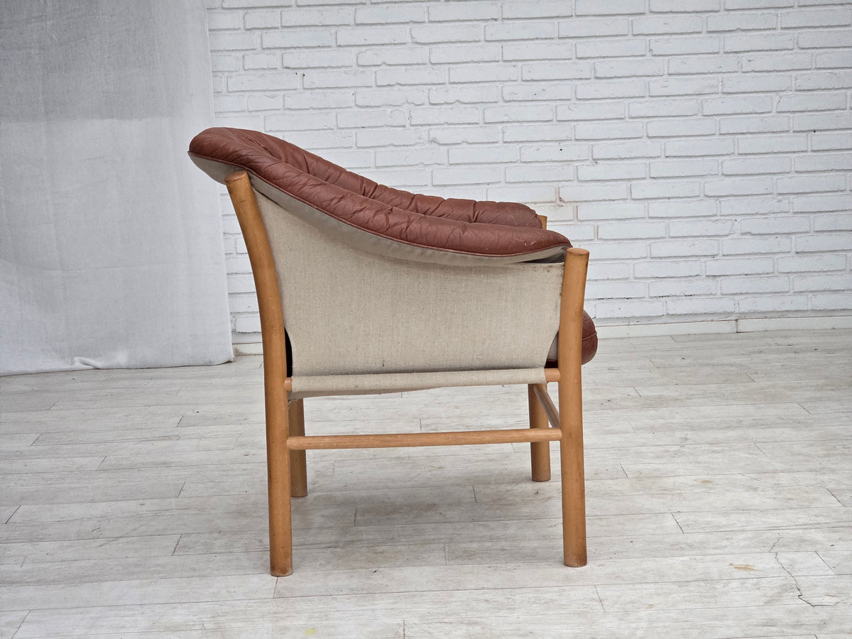 1970s, Swedish design by Gunnar Kentemo, armchair model G7 Pedro, leather.