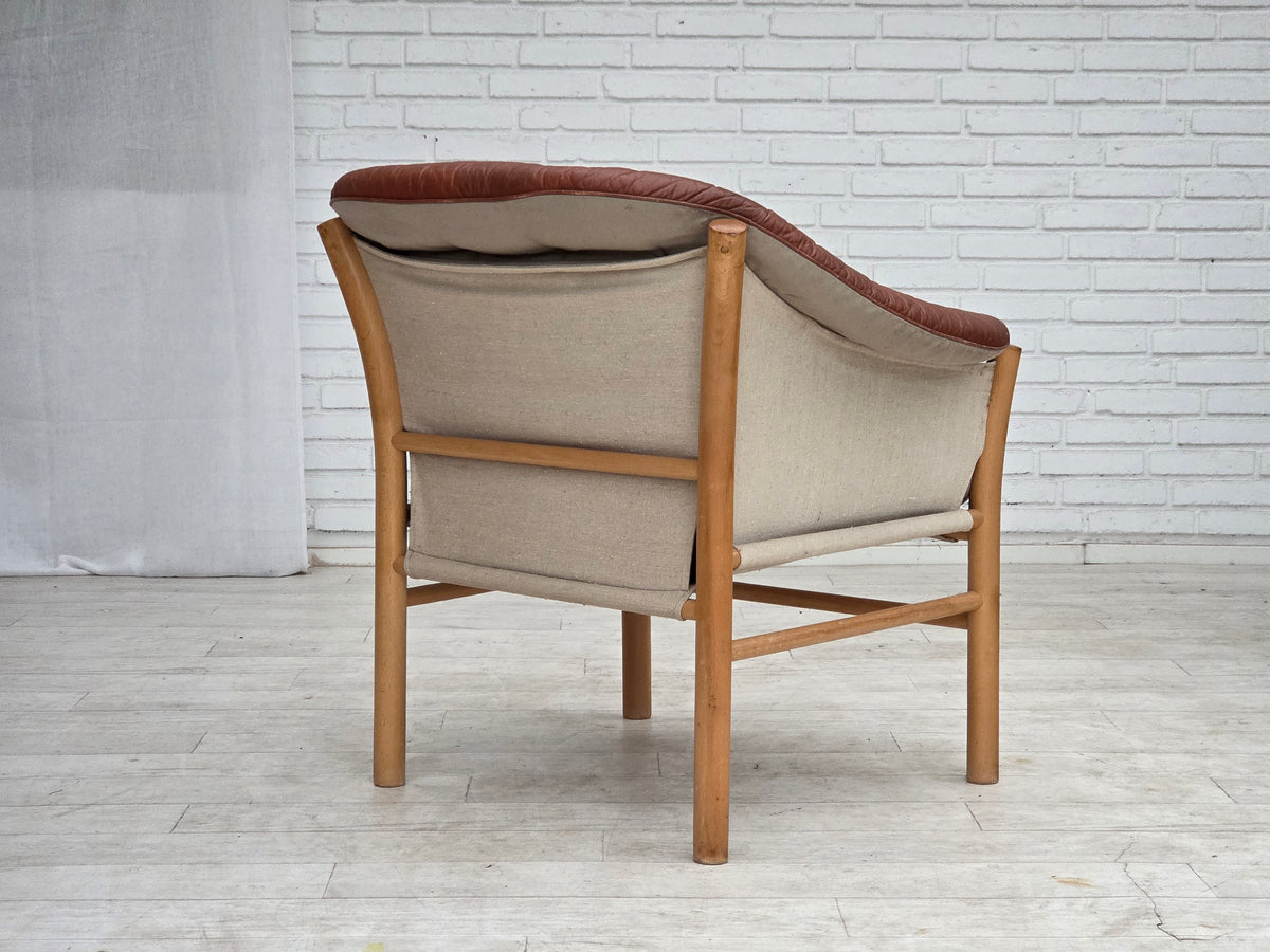 1970s, Swedish design by Gunnar Kentemo, armchair model G7 Pedro, leather.