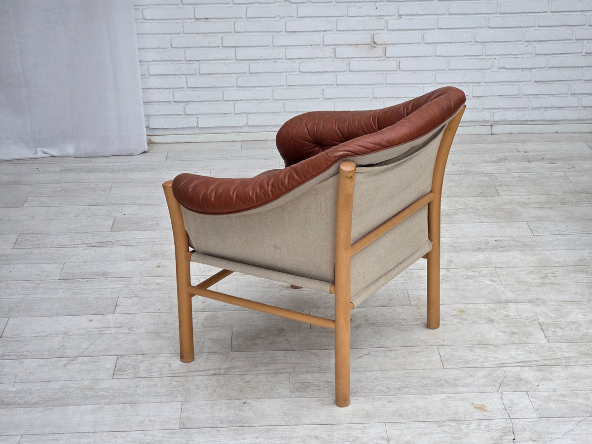 1970s, Swedish design by Gunnar Kentemo, armchair model G7 Pedro, leather.