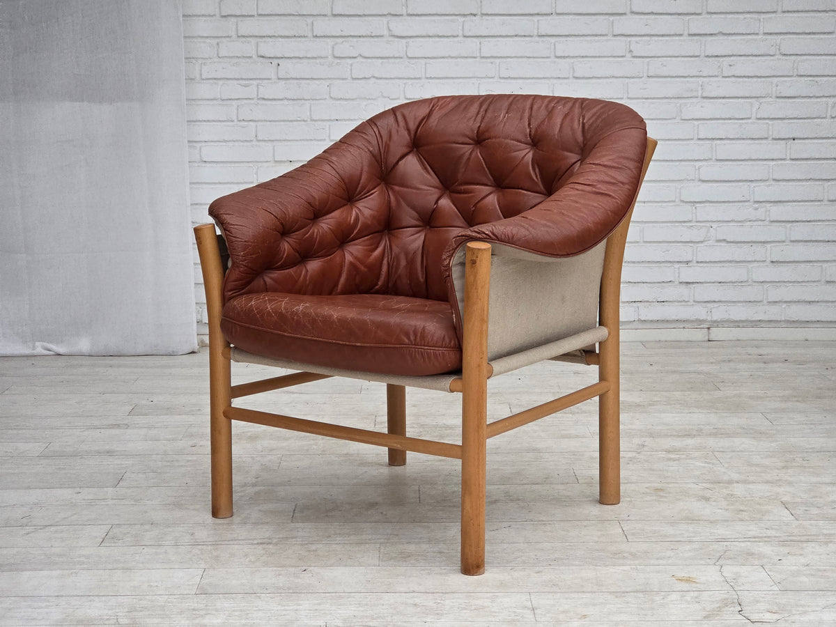 1970s, Swedish design by Gunnar Kentemo, armchair model G7 Pedro, leather.