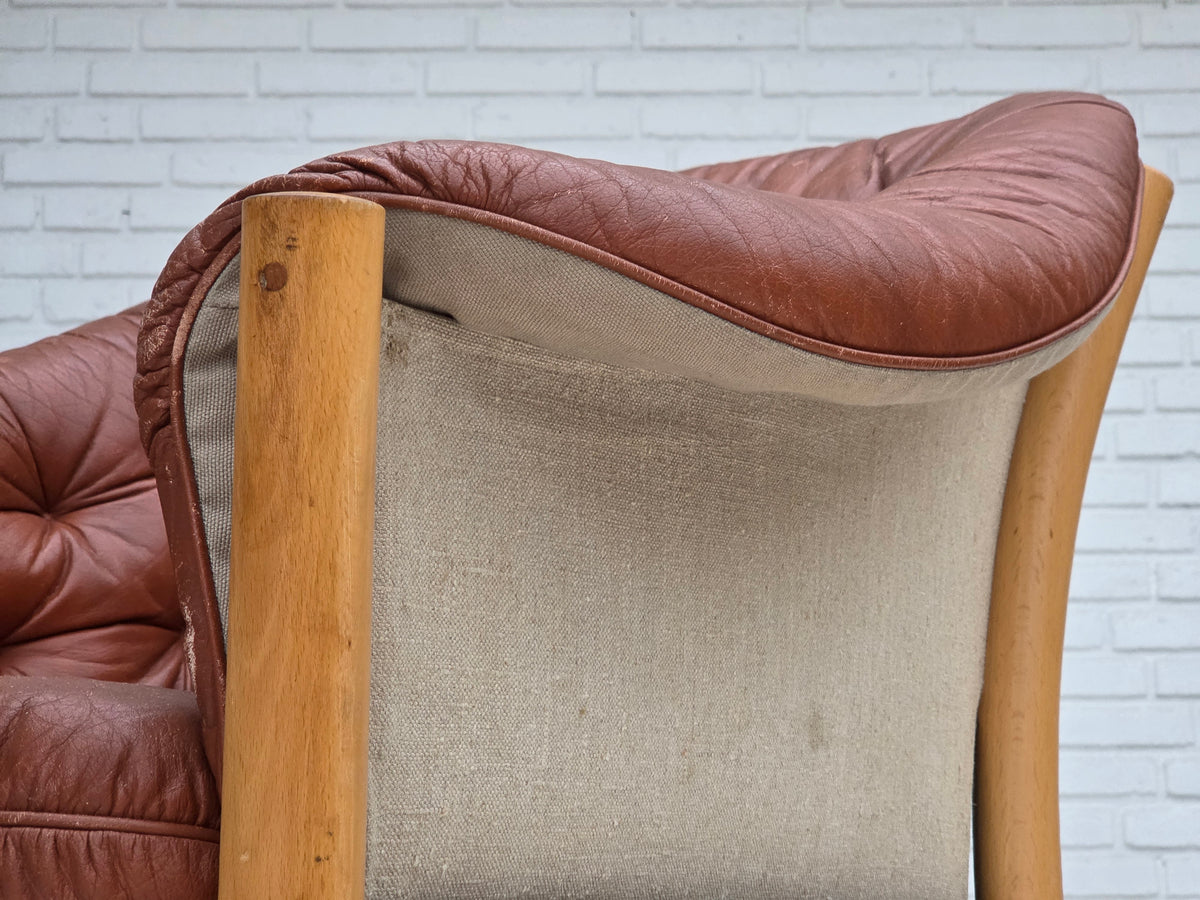 1970s, Swedish design by Gunnar Kentemo, armchair model G7 Pedro, leather.
