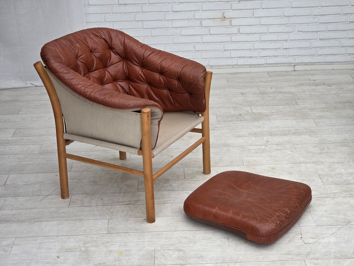 1970s, Swedish design by Gunnar Kentemo, armchair model G7 Pedro, leather.