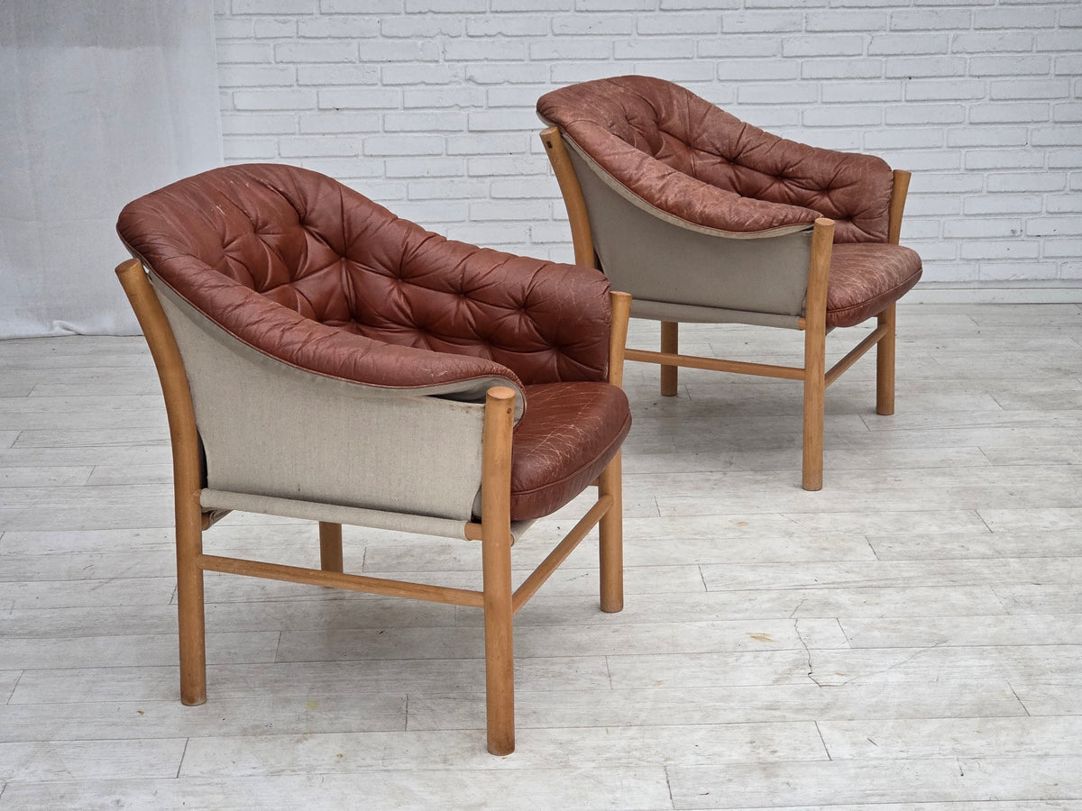 1970s, Swedish design by Gunnar Kentemo, armchair model G7 Pedro, leather.