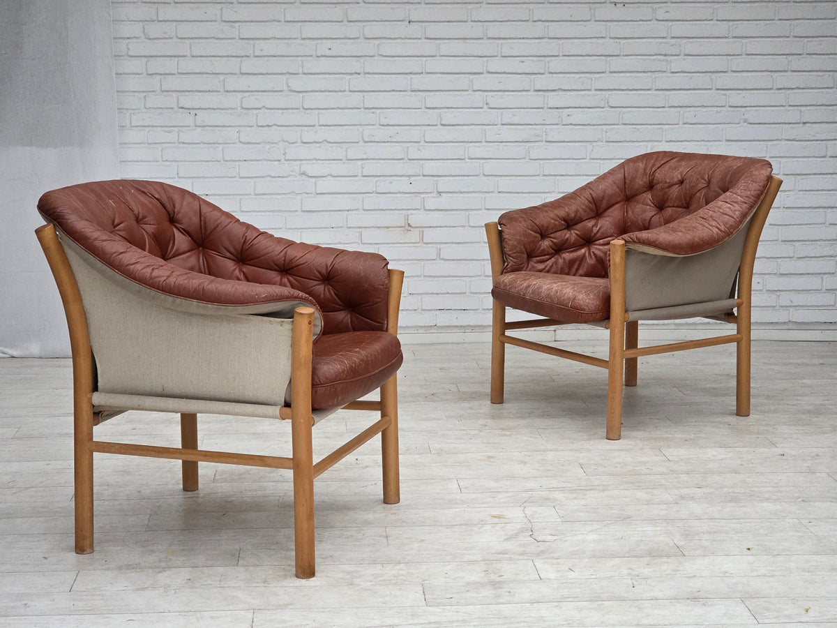 1970s, Swedish design by Gunnar Kentemo, armchair model G7 Pedro, leather.