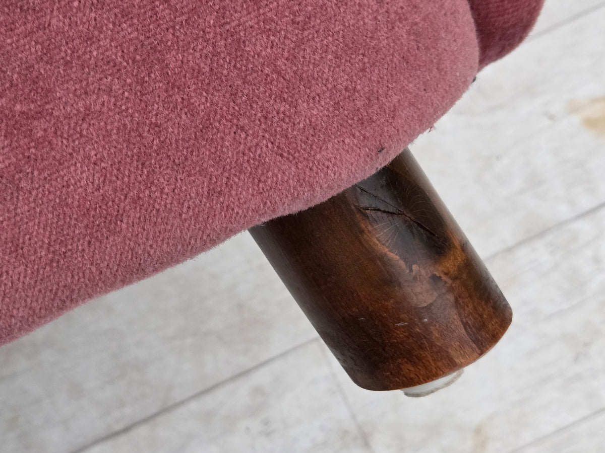 1960s, Danish relax armchair, furniture velour, oak wood.