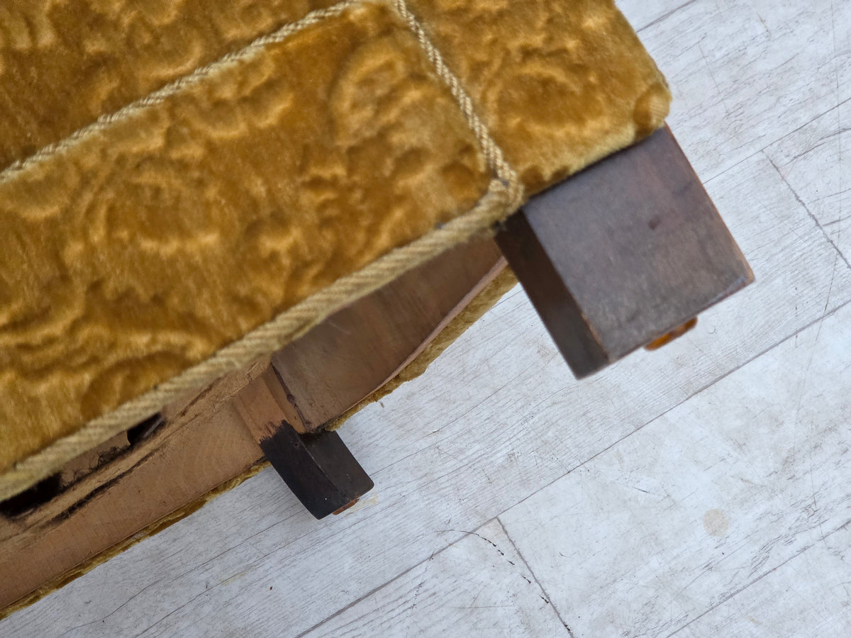 1960s, Danish relax armchair, furniture velour, oak wood.