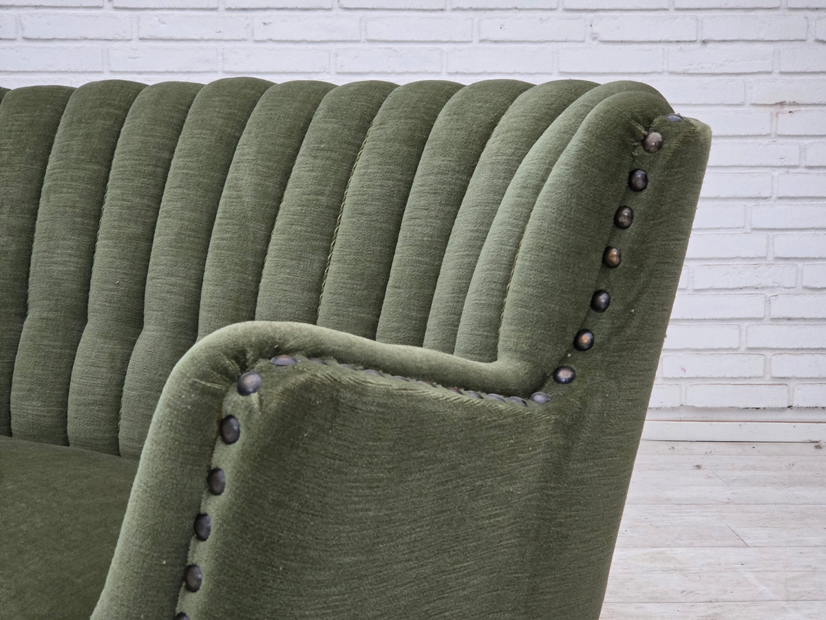 1950s, Danish 3-seater corner "Banan" sofa, furniture velour.