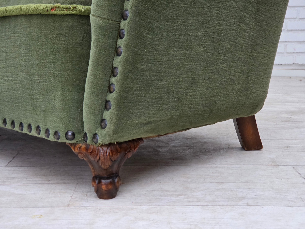 1950s, Danish 3-seater corner "Banan" sofa, furniture velour.