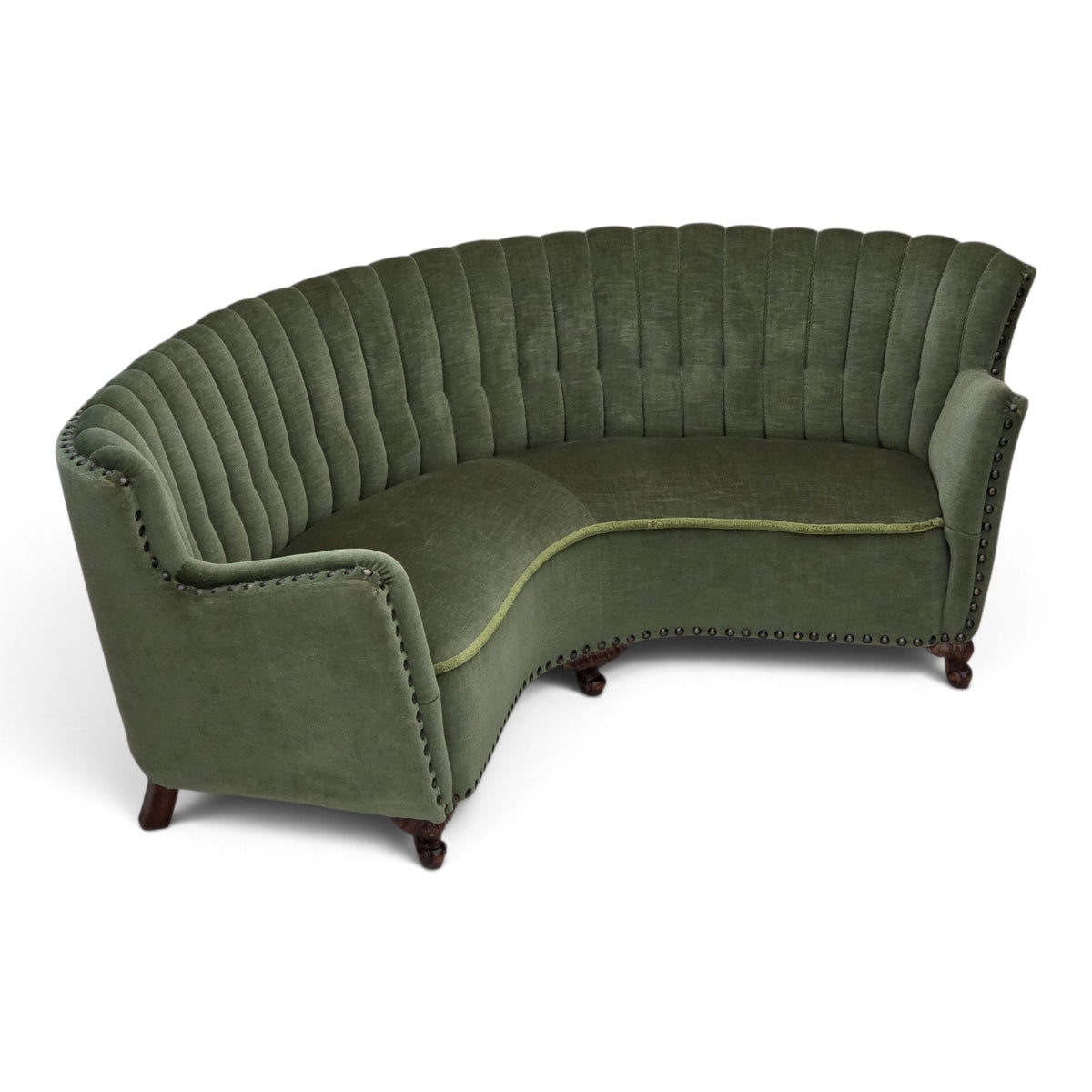 1950s, Danish 3-seater corner "Banan" sofa, furniture velour.
