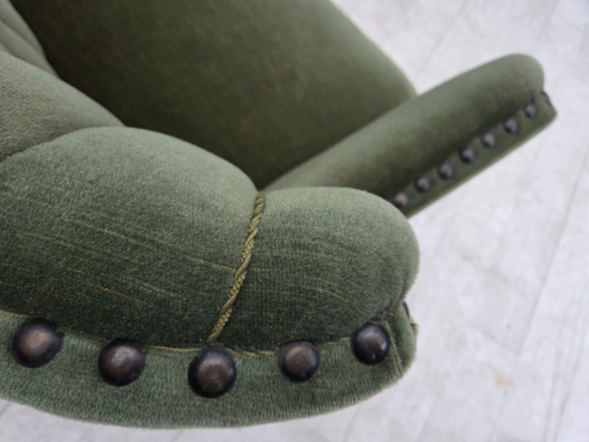 1950s, Danish 3-seater corner "Banan" sofa, furniture velour.
