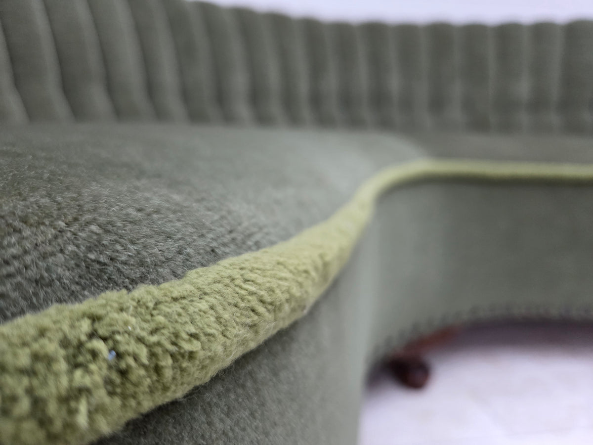 1950s, Danish 3-seater corner "Banan" sofa, furniture velour.