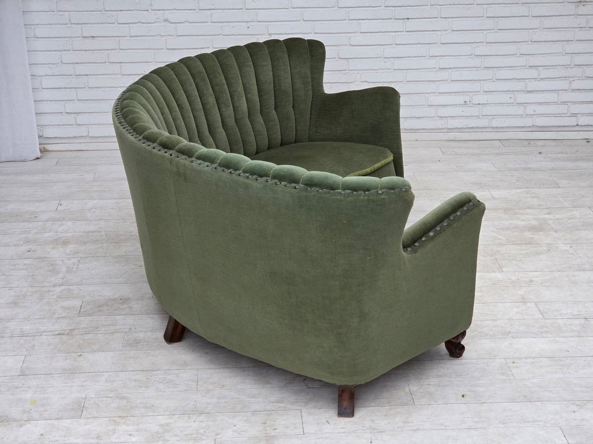 1950s, Danish 3-seater corner "Banan" sofa, furniture velour.