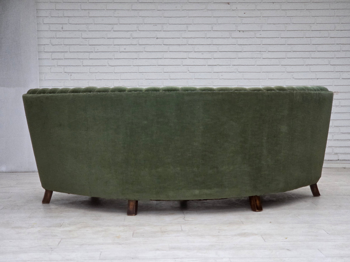 1950s, Danish 3-seater corner "Banan" sofa, furniture velour.