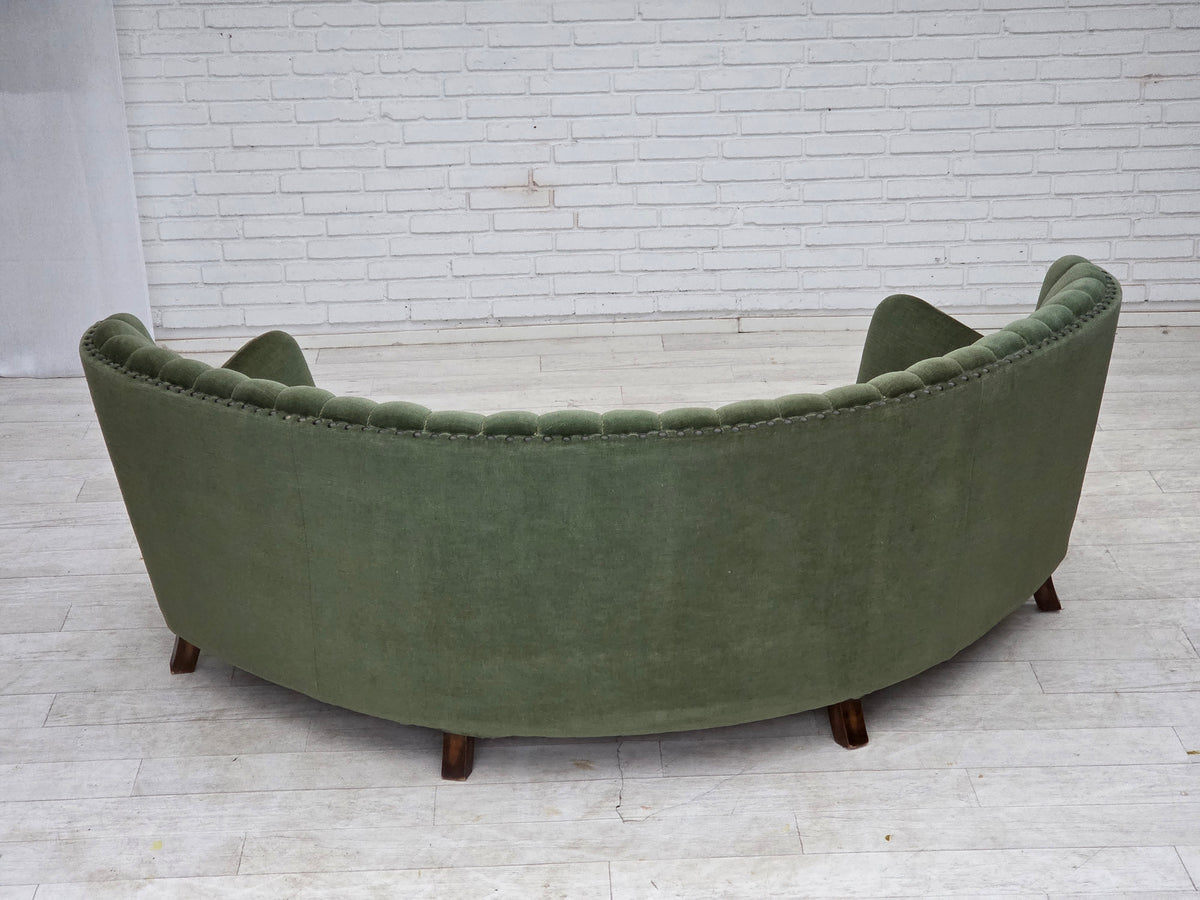 1950s, Danish 3-seater corner "Banan" sofa, furniture velour.