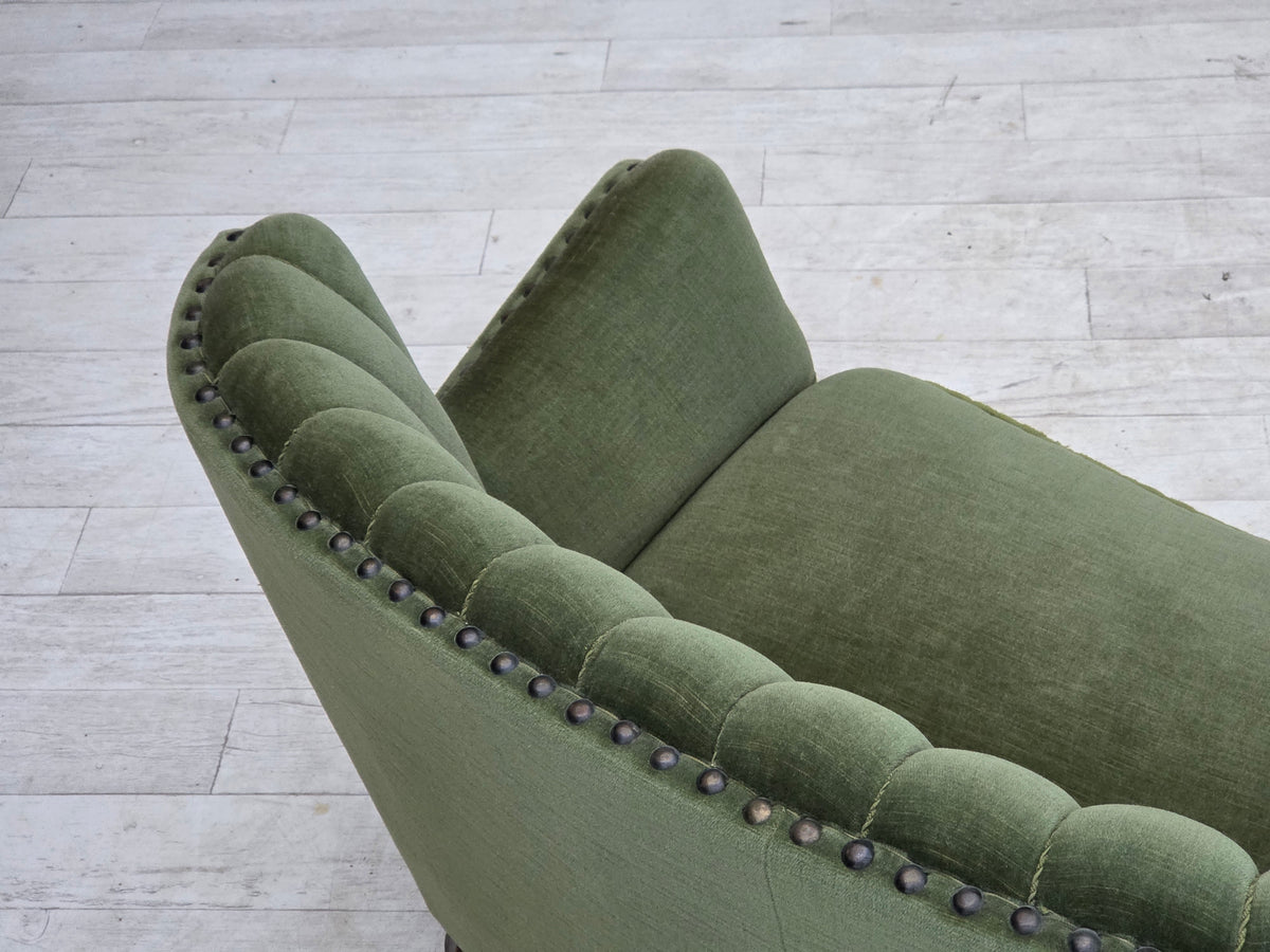 1950s, Danish 3-seater corner "Banan" sofa, furniture velour.