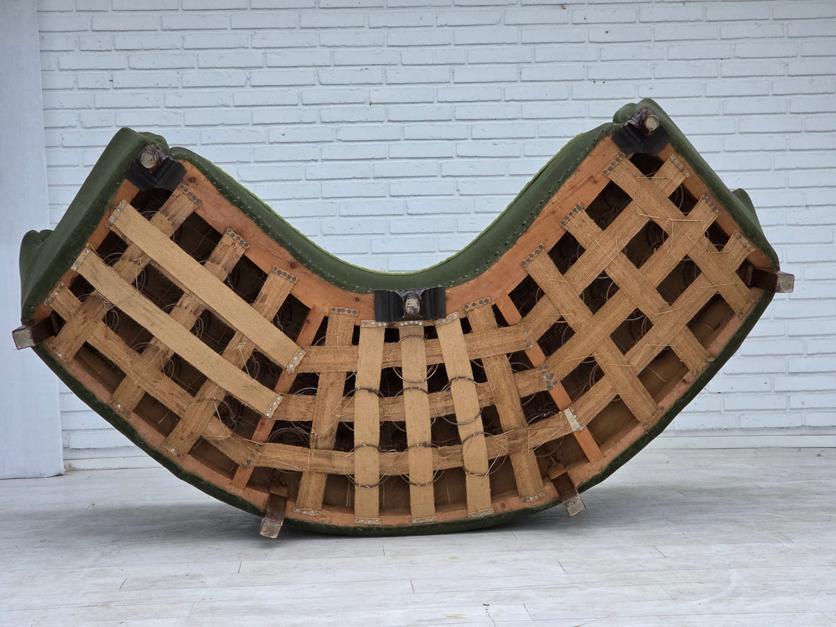 1950s, Danish 3-seater corner "Banan" sofa, furniture velour.